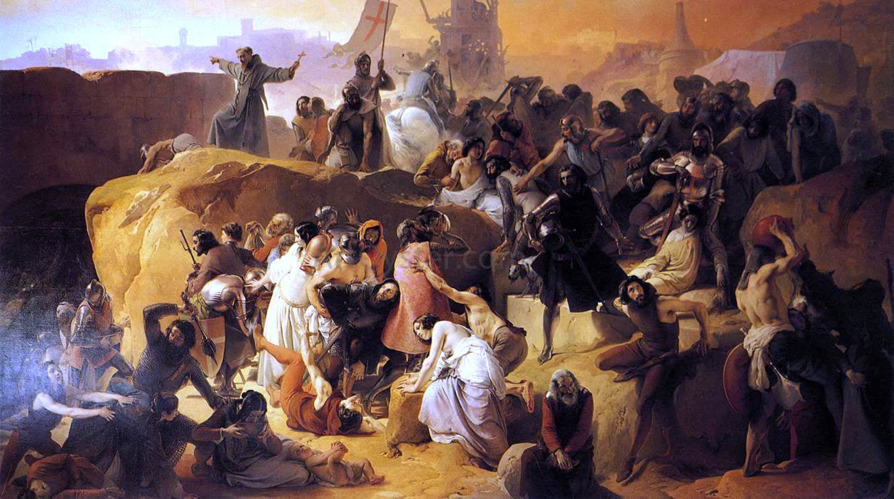 Francesco Hayez Crusaders Thirsting near Jerusalem - Canvas Print