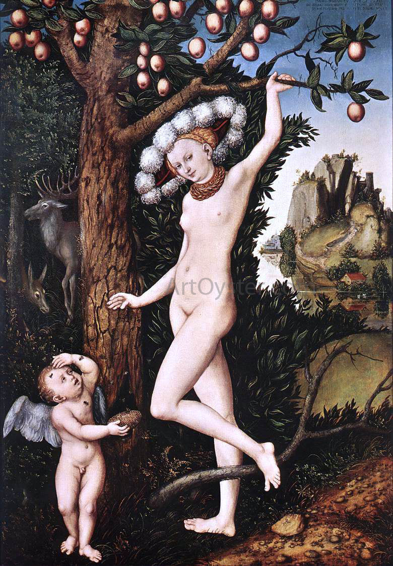 The Elder Lucas Cranach Cupid Complaining to Venus - Canvas Print