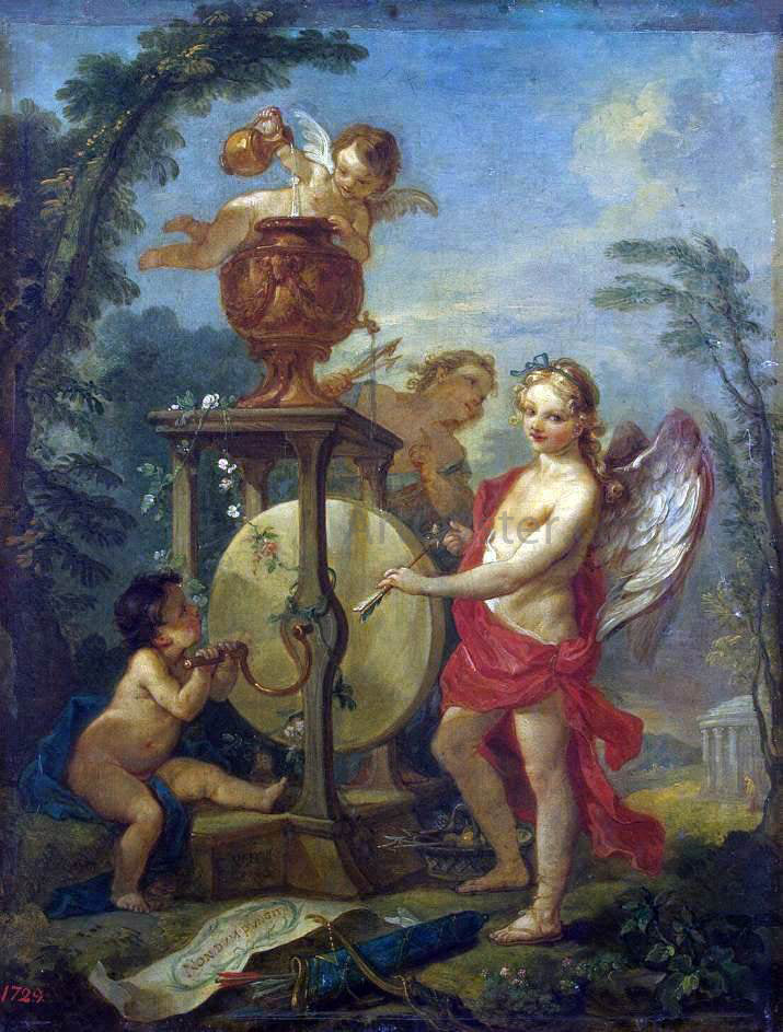 Charles Joseph Natoire Cupid Sharpening an Arrow - Canvas Print