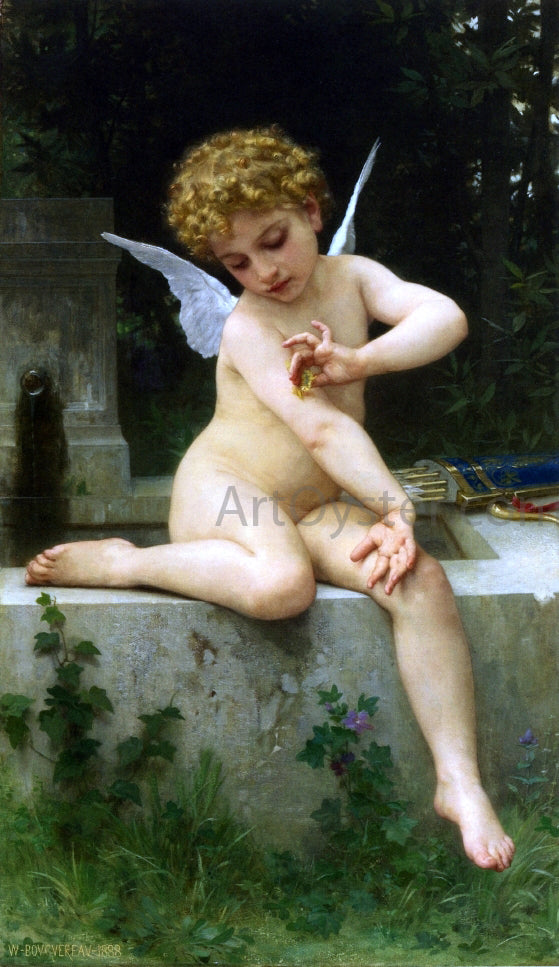 William Adolphe Bouguereau Cupid with Butterfly - Canvas Print