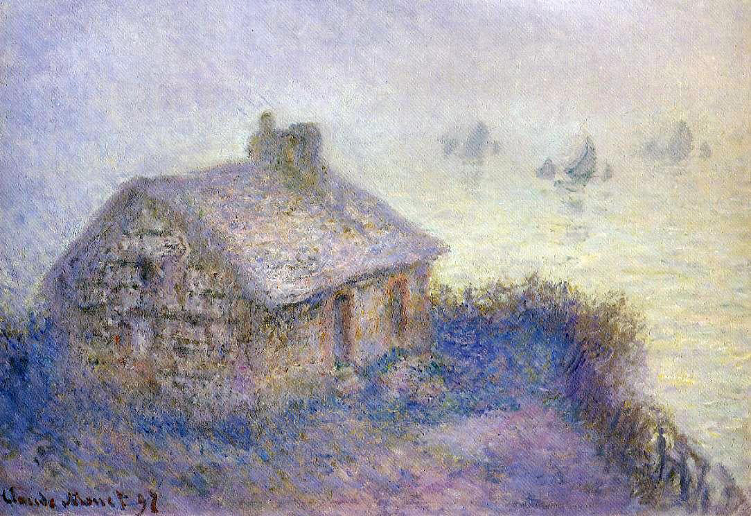 Claude Oscar Monet Customs House at Varengeville in the Fog (also known as Blue Effect) - Canvas Print