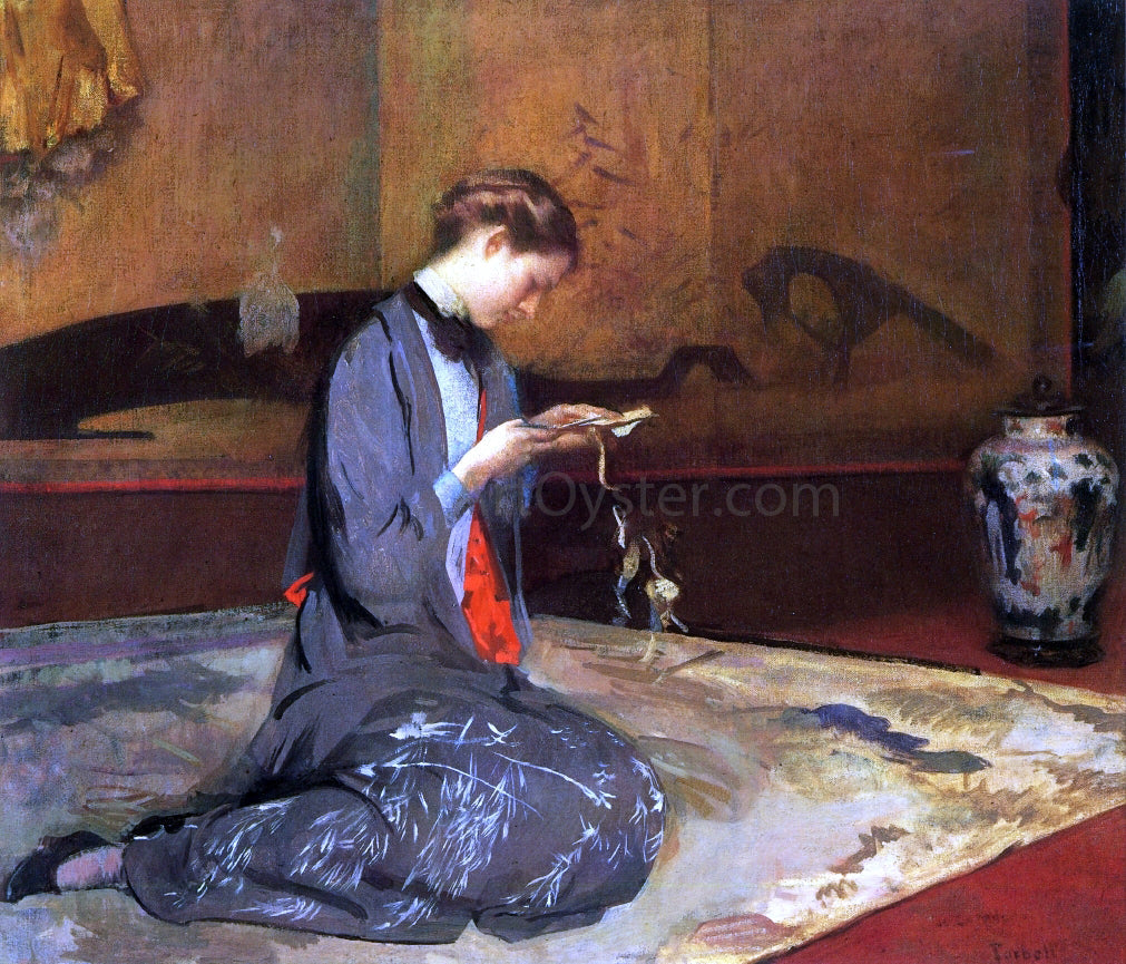 Edmund Tarbell Cutting Origami - Canvas Print