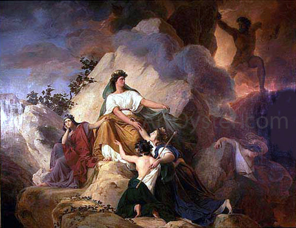 Francois-Edouard Picot Cybele Protege Contre le Vesuve les villes de Stabiae, Herculanum, Pompei et Resina - Canvas Print