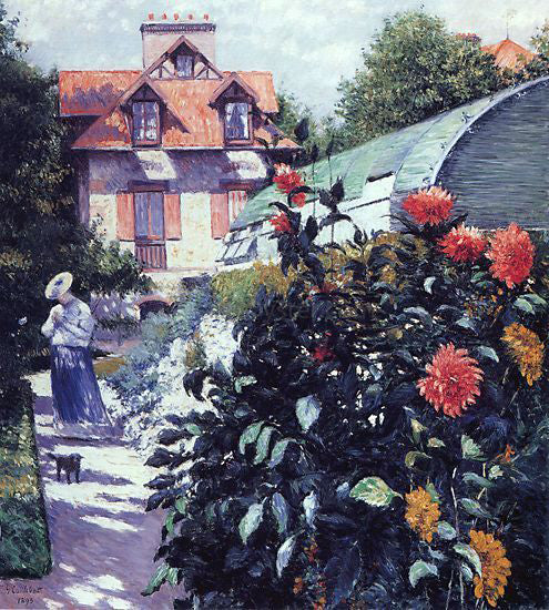 Gustave Caillebotte Dahlias: The Garden at Petit Gennevilliers - Canvas Print