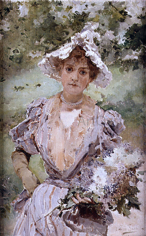 Emilio Sala y Frances Dama con Flores - Canvas Print