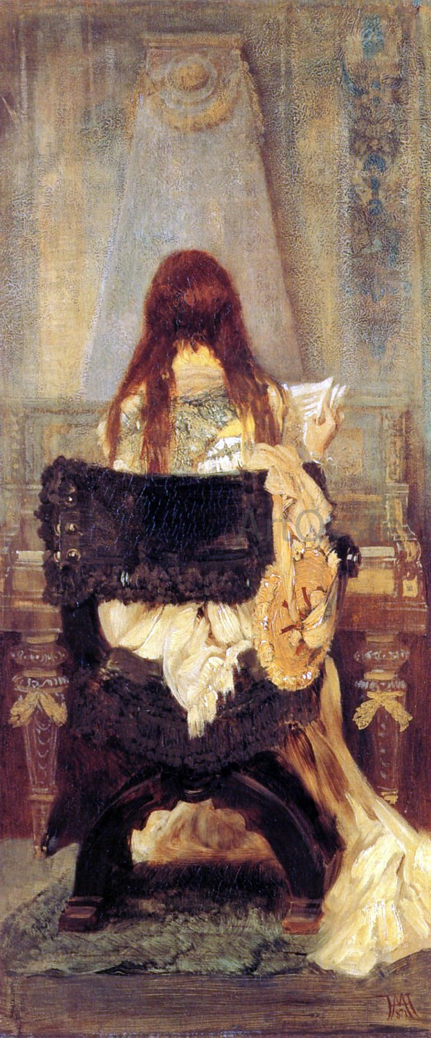 Hans Makart Dame am Spinett - Canvas Print