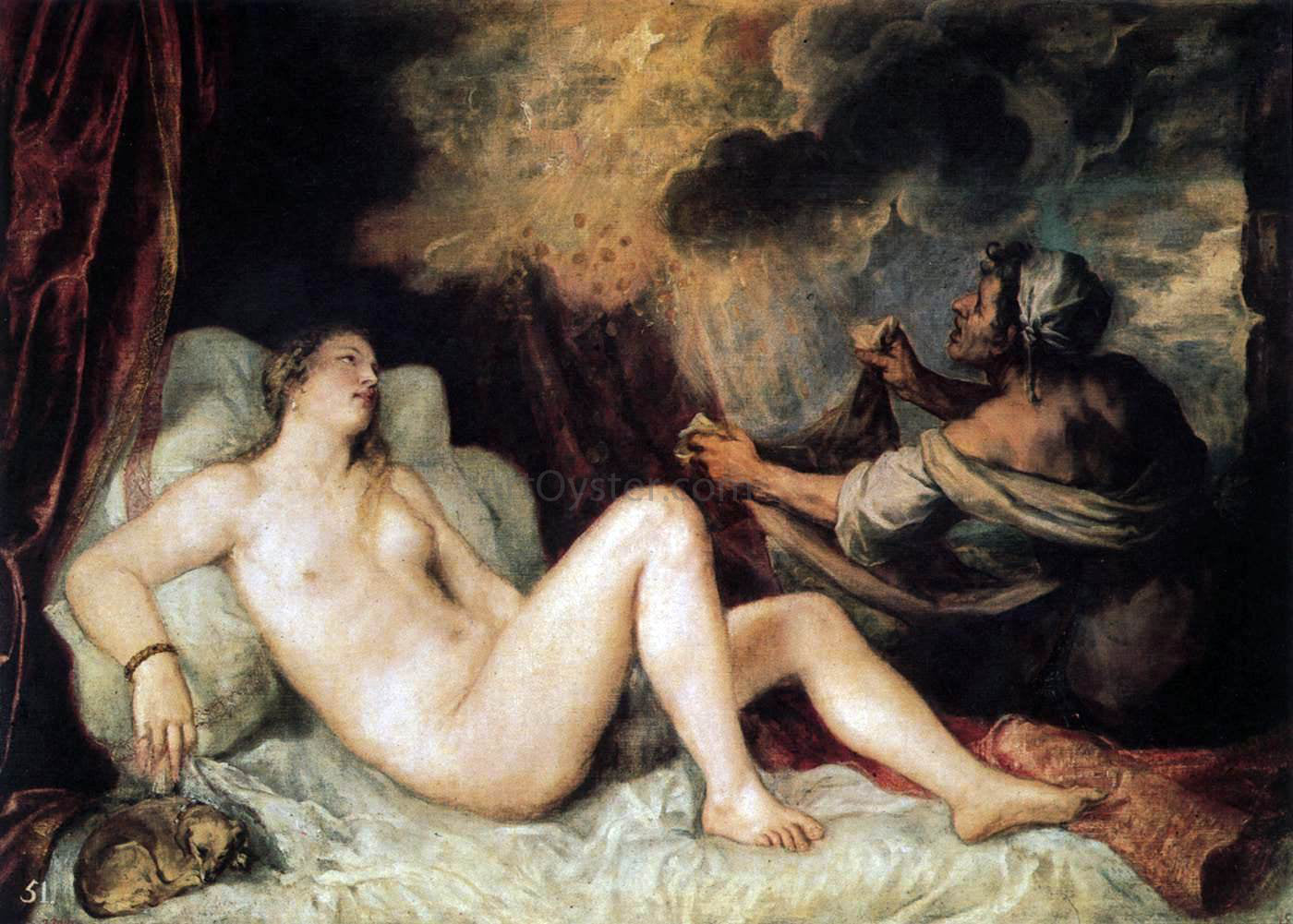 Titian Danae with a Nurse - Canvas Print