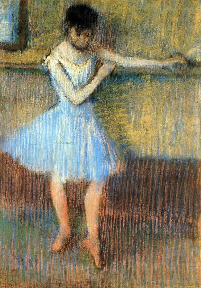 Edgar Degas Dancer in Blue at the Barre - Canvas Print