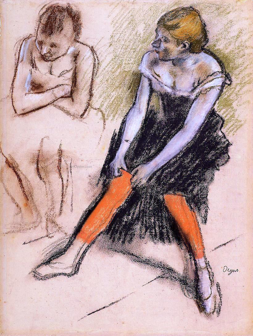 Edgar Degas Dancer with Red Stockings - Canvas Print
