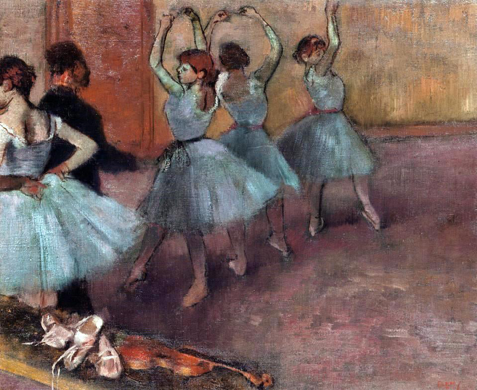 Edgar Degas Dancers in Light Blue (also known as Rehearsing in the Dance Studio) - Canvas Print