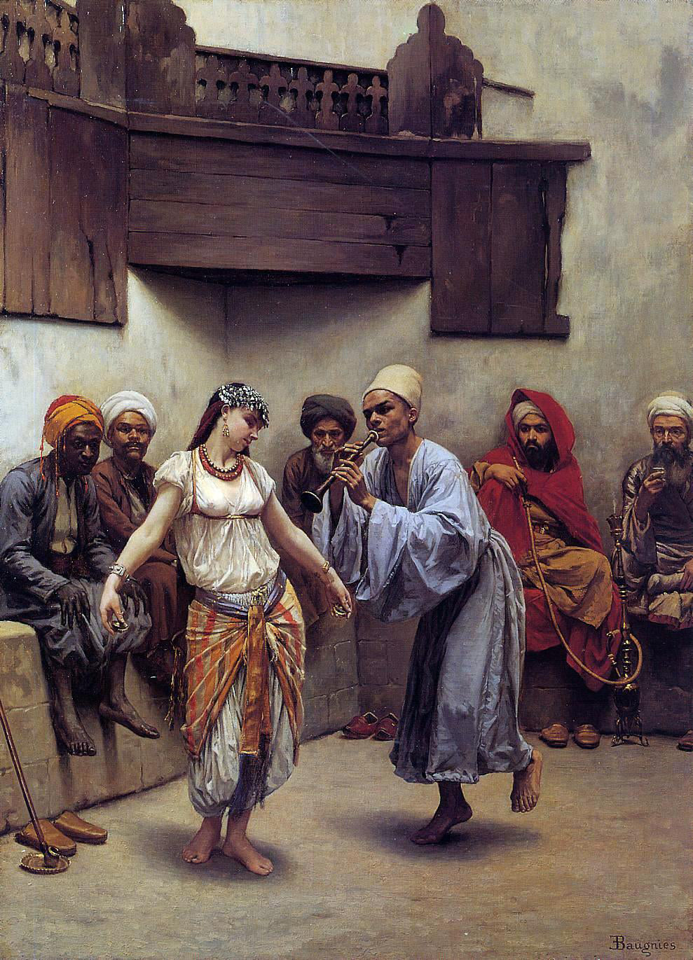 Jacques Baugnies Dancing in a Cafe in Cairo - Canvas Print