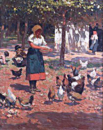 Alberto Pla Y Rubio Dando de Comer - Canvas Print