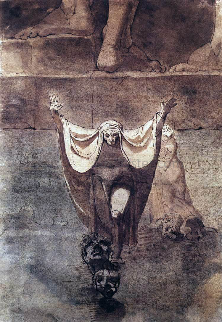 John Henry Fuseli Dante and Virgil on the Ice of Kocythos - Canvas Print