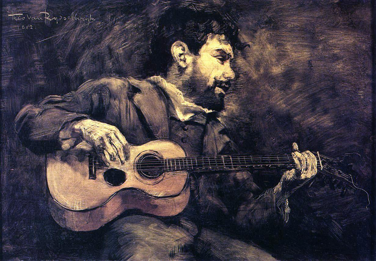 Theo Van Rysselberghe Dario de Regoyos Playing the Guitar - Canvas Print