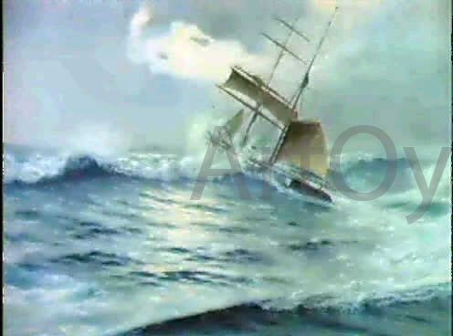 Salvador Abril Y Blasco DAS SCHIFF CAPEANDO IN SCHWERER SEE - Canvas Print