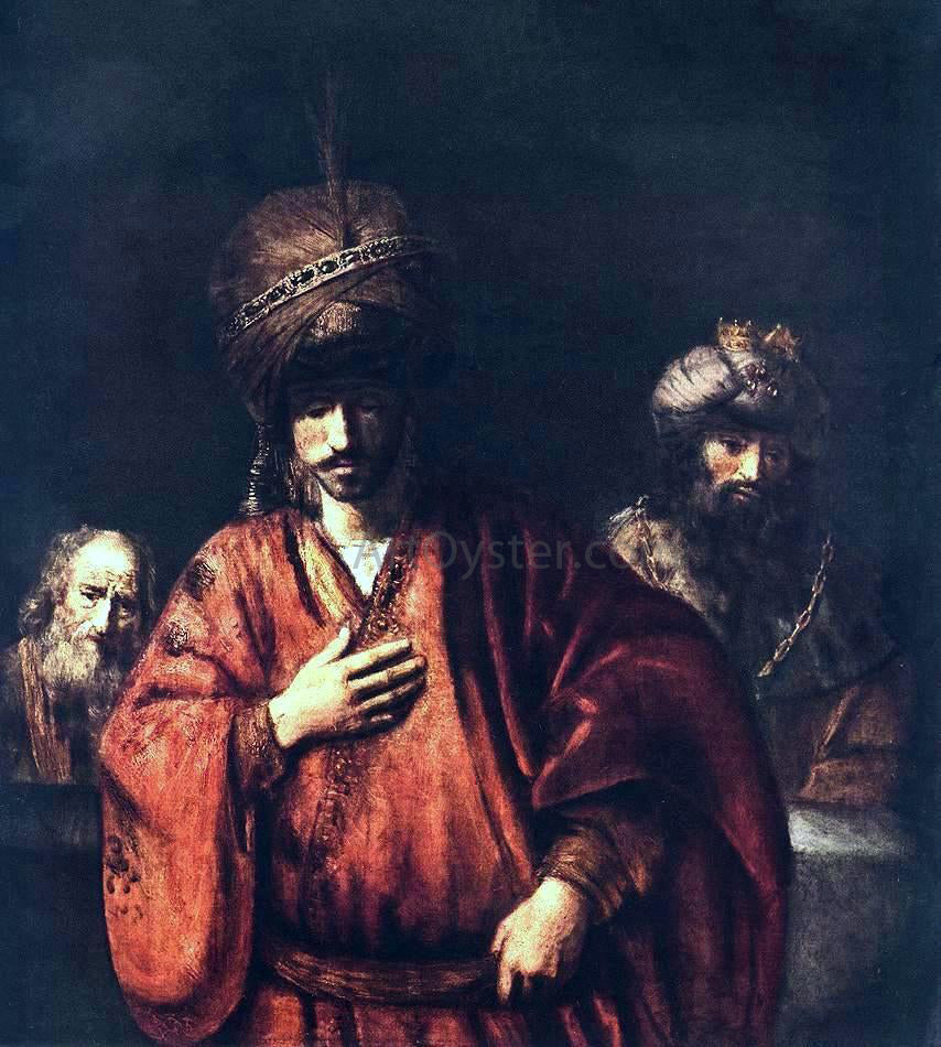 Rembrandt Van Rijn David and Uriah - Canvas Print