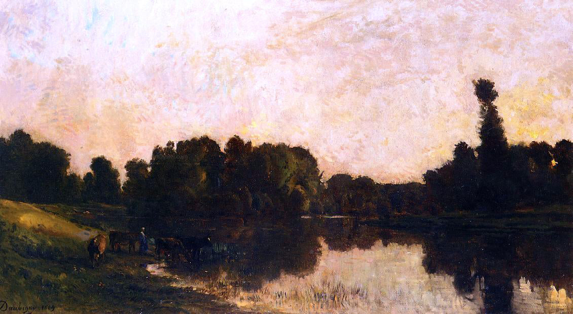 Charles Francois Daubigny Daybreak, the Oise, Ile de Vaux - Canvas Print