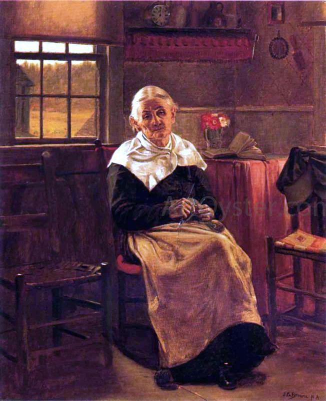 John George Brown Dear Old Grannie - Canvas Print