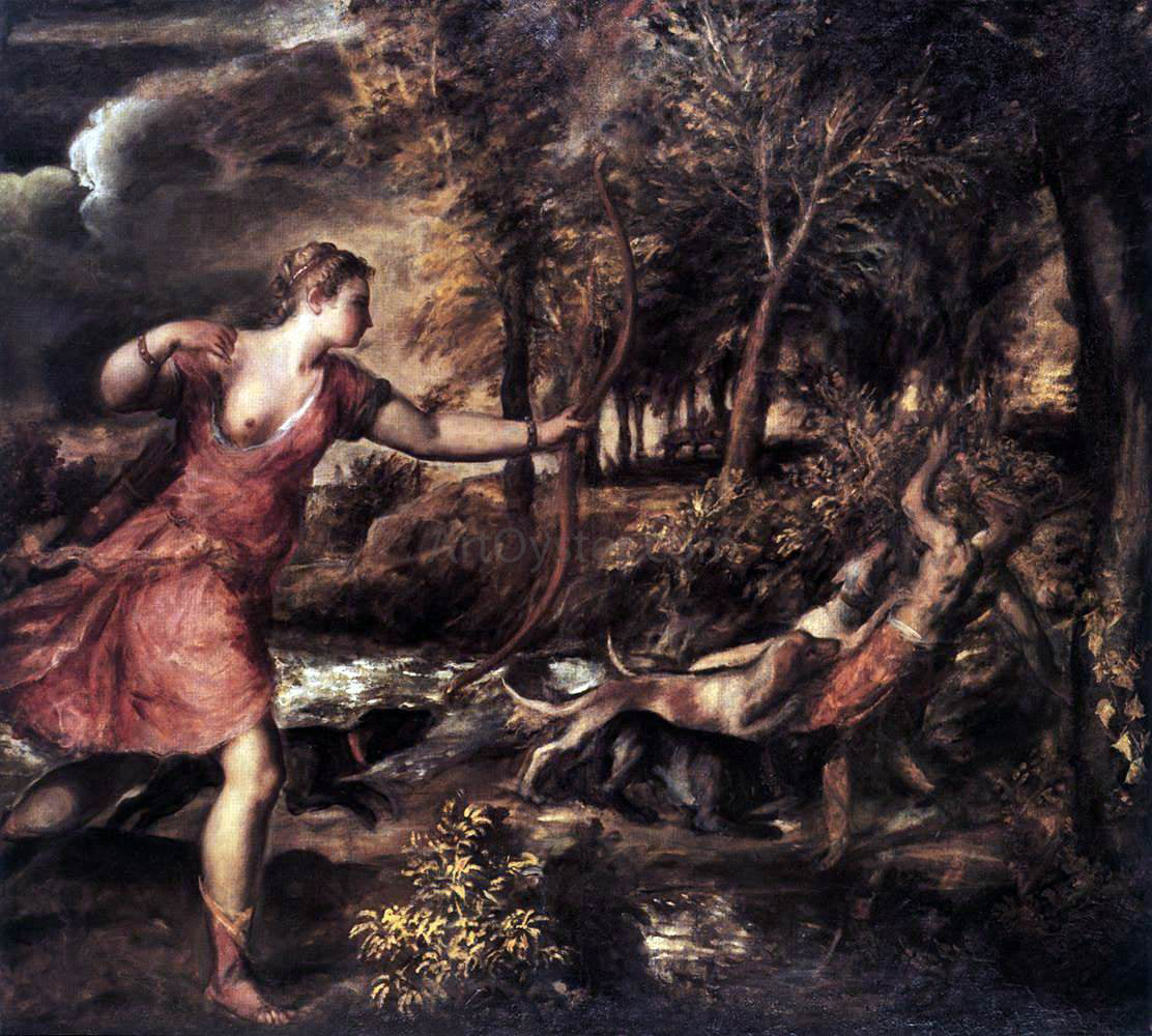 Titian Death of Actaeon - Canvas Print