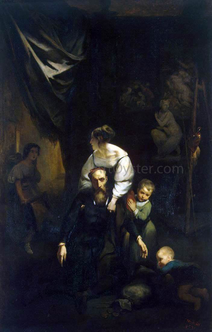 Octave Tassaert Death of Correggio - Canvas Print