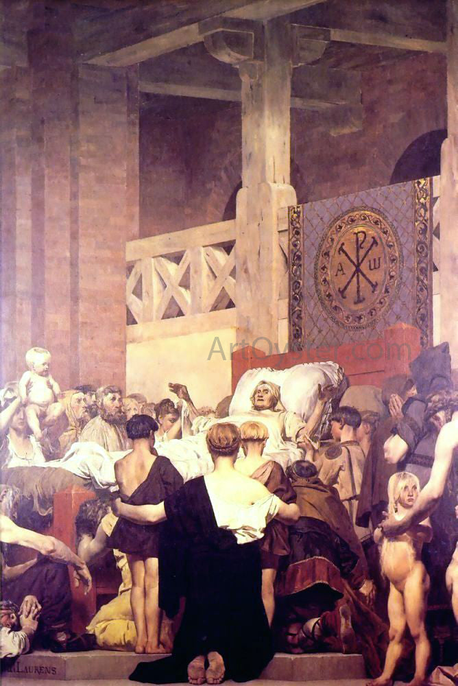 Jean-Paul Laurens Death of Saint Genevieve (center panel) - Canvas Print