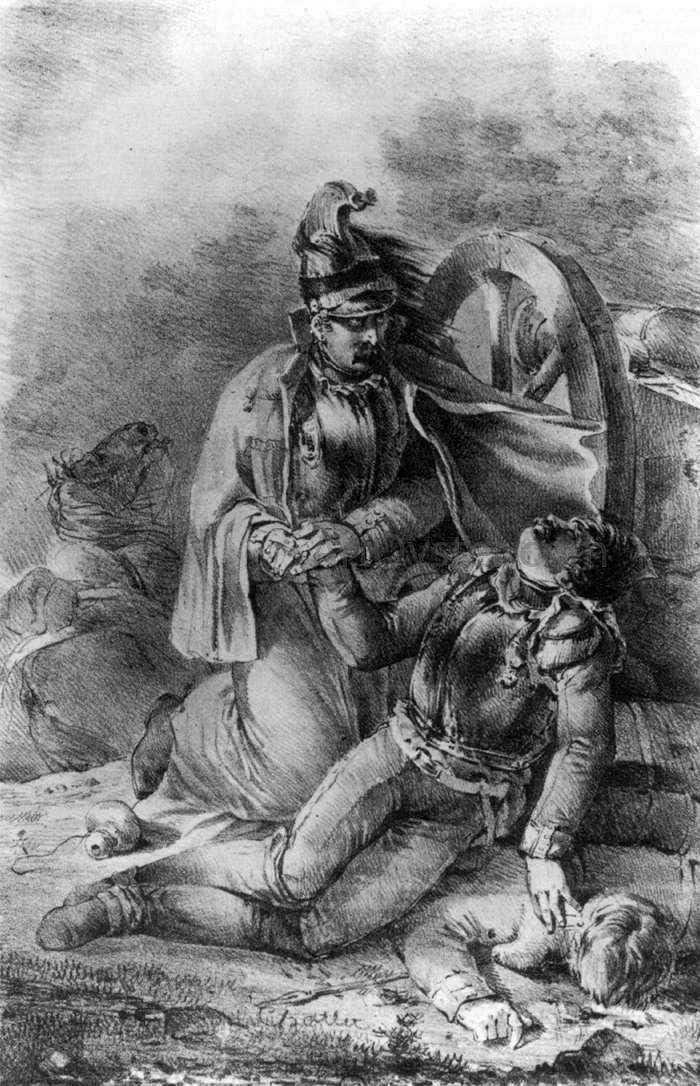 Nicolas-Toussaint Charlet Death of the Cavalryman - Canvas Print