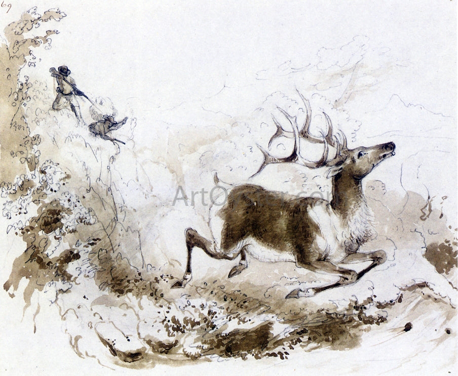 Alfred Jacob Miller The Death of the Elk - Canvas Print