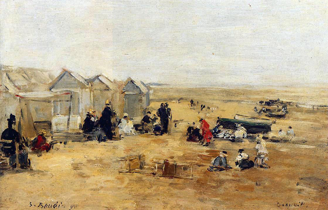 Eugene-Louis Boudin Deauville: Beach Scene - Canvas Print