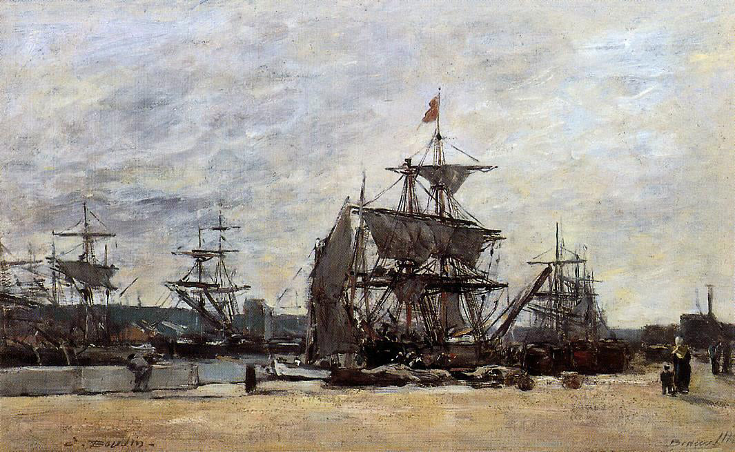 Eugene-Louis Boudin Deauville, Docked Boats - Canvas Print