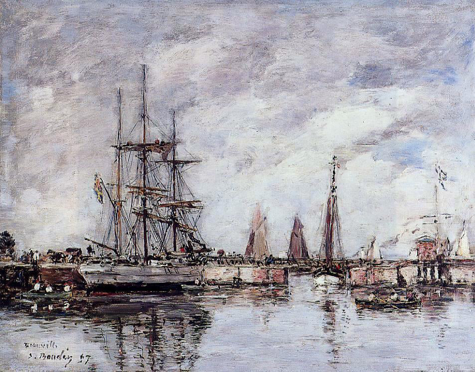 Eugene-Louis Boudin Deauville, Norwegian Three-Master Leaving Port - Canvas Print