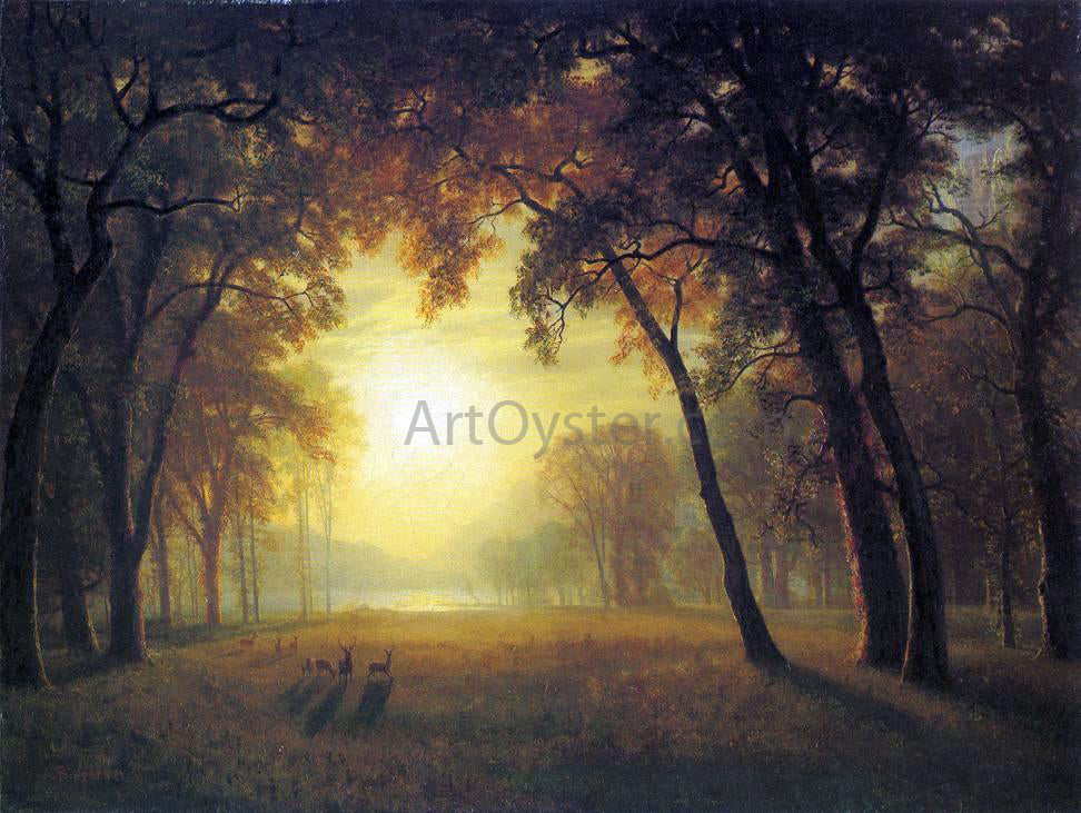 Albert Bierstadt Deer in a Clearing - Canvas Print