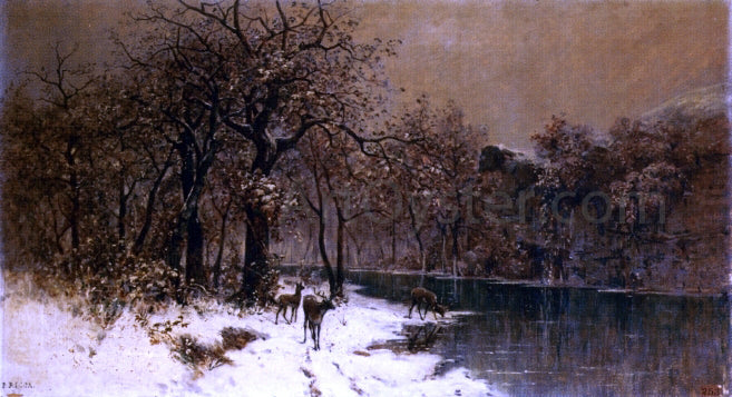 Prospero Ricca Deer in a Wintery Forest - Canvas Print