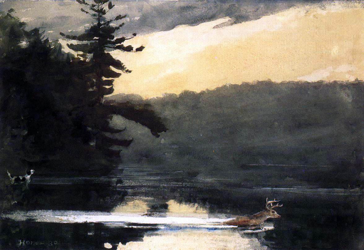 Winslow Homer Deer in the Adirondacks - Canvas Print