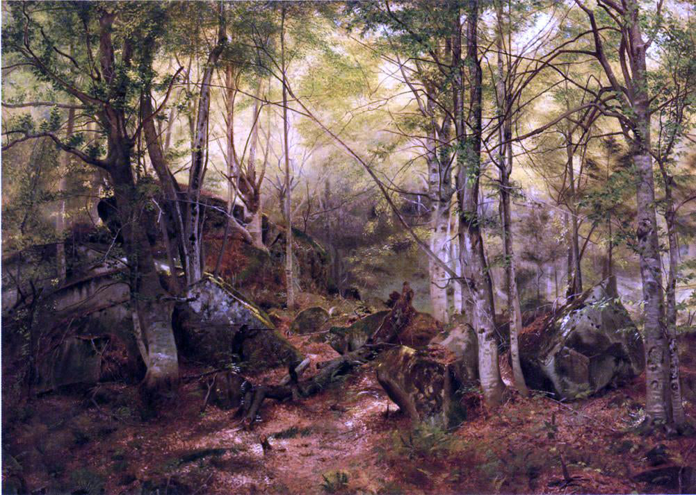John George Brown Deerhunter in the Woods - Canvas Print