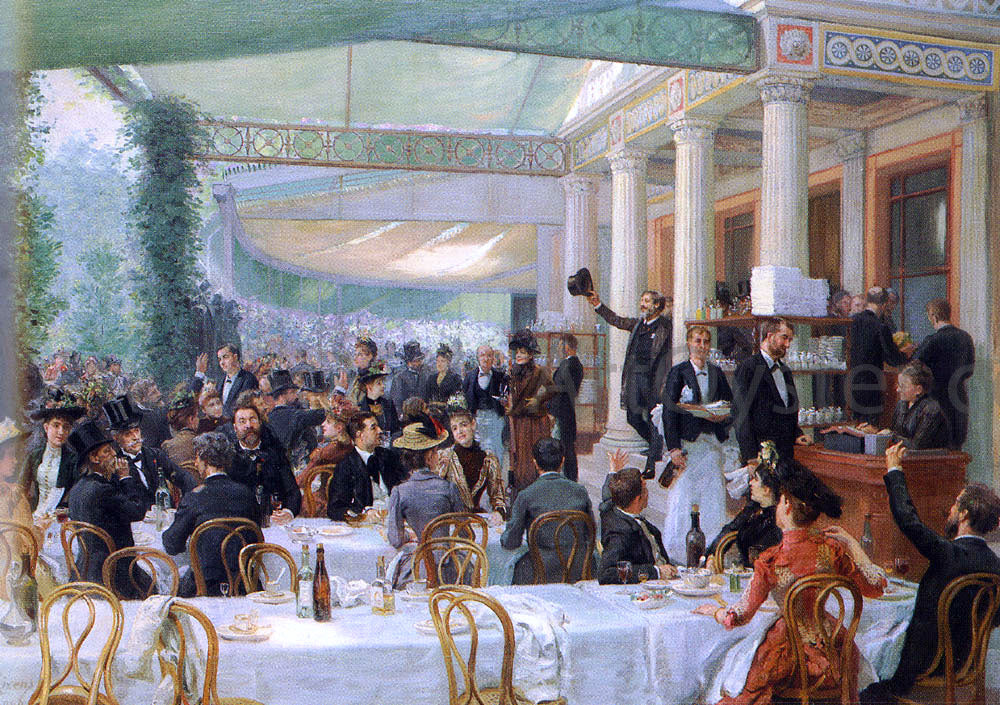 Jean Andre Rixens Dejeuner Du Salon, Au Cafe La Cascade - Canvas Print