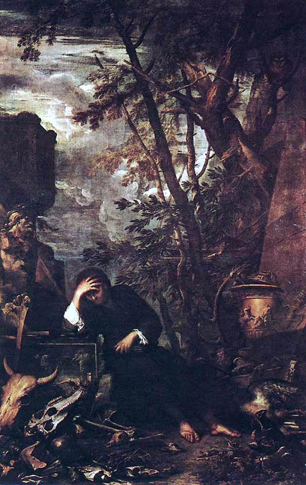 Salvator Rosa Democritus in Meditation - Canvas Print
