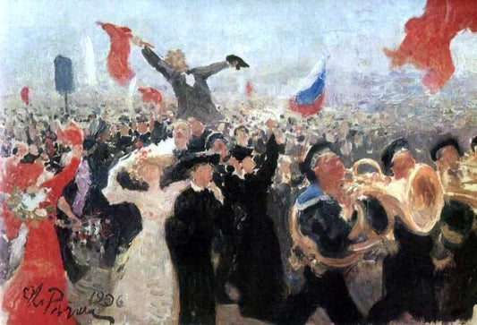 Ilia Efimovich Repin Demonstration on October 17, 1905 - Canvas Print