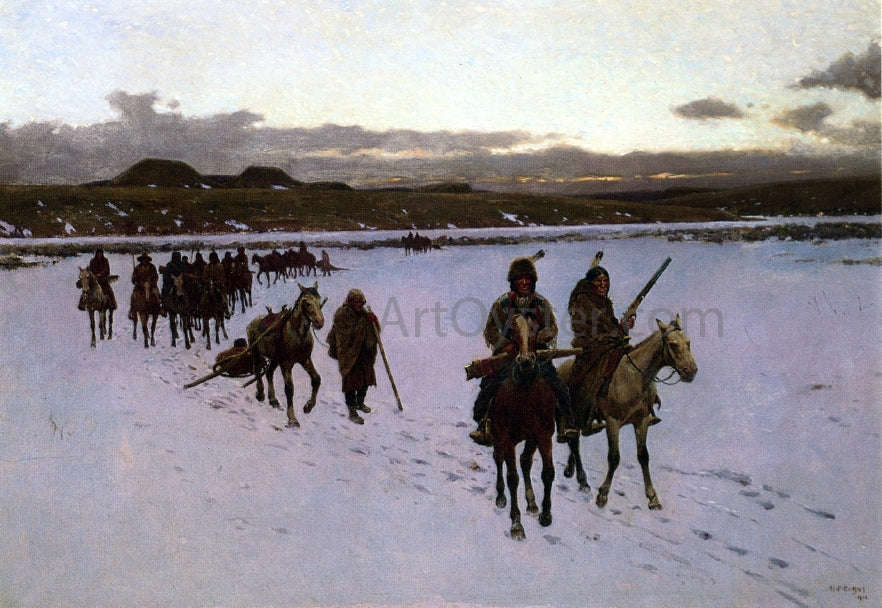 Henry F Farney Departure for the Buffalo Hunt - Canvas Print
