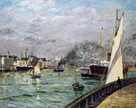 Maxime Maufra Departure of a Cargo Ship, Le Havre - Canvas Print