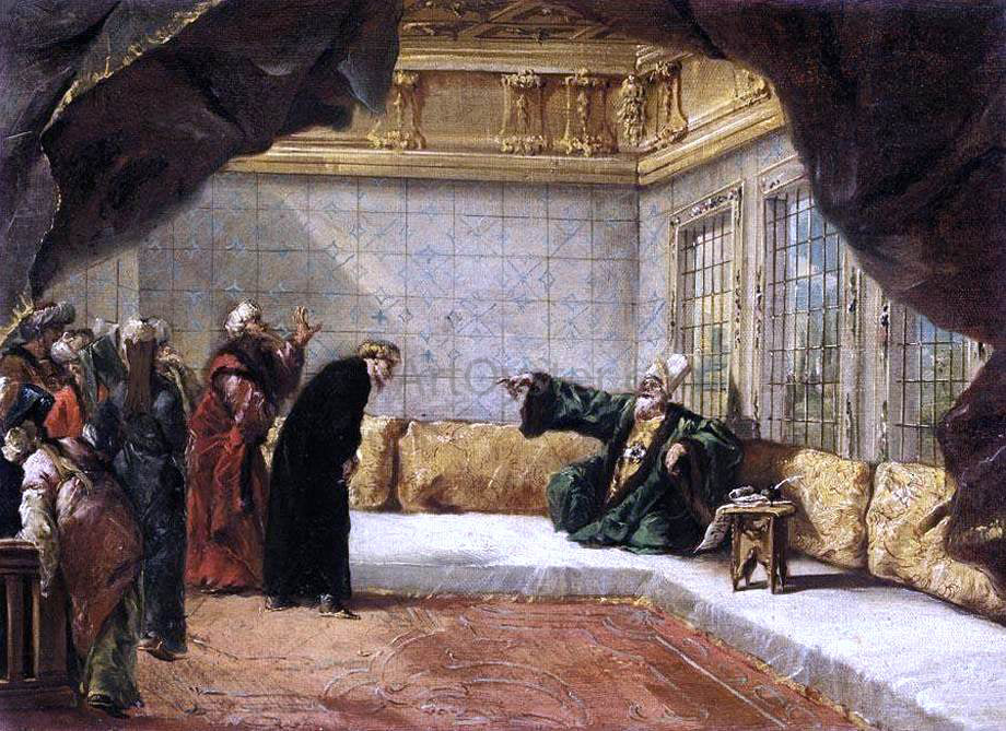 Giovanni Antonio Guardi Dergoumidas Before the Grand Vizier - Canvas Print