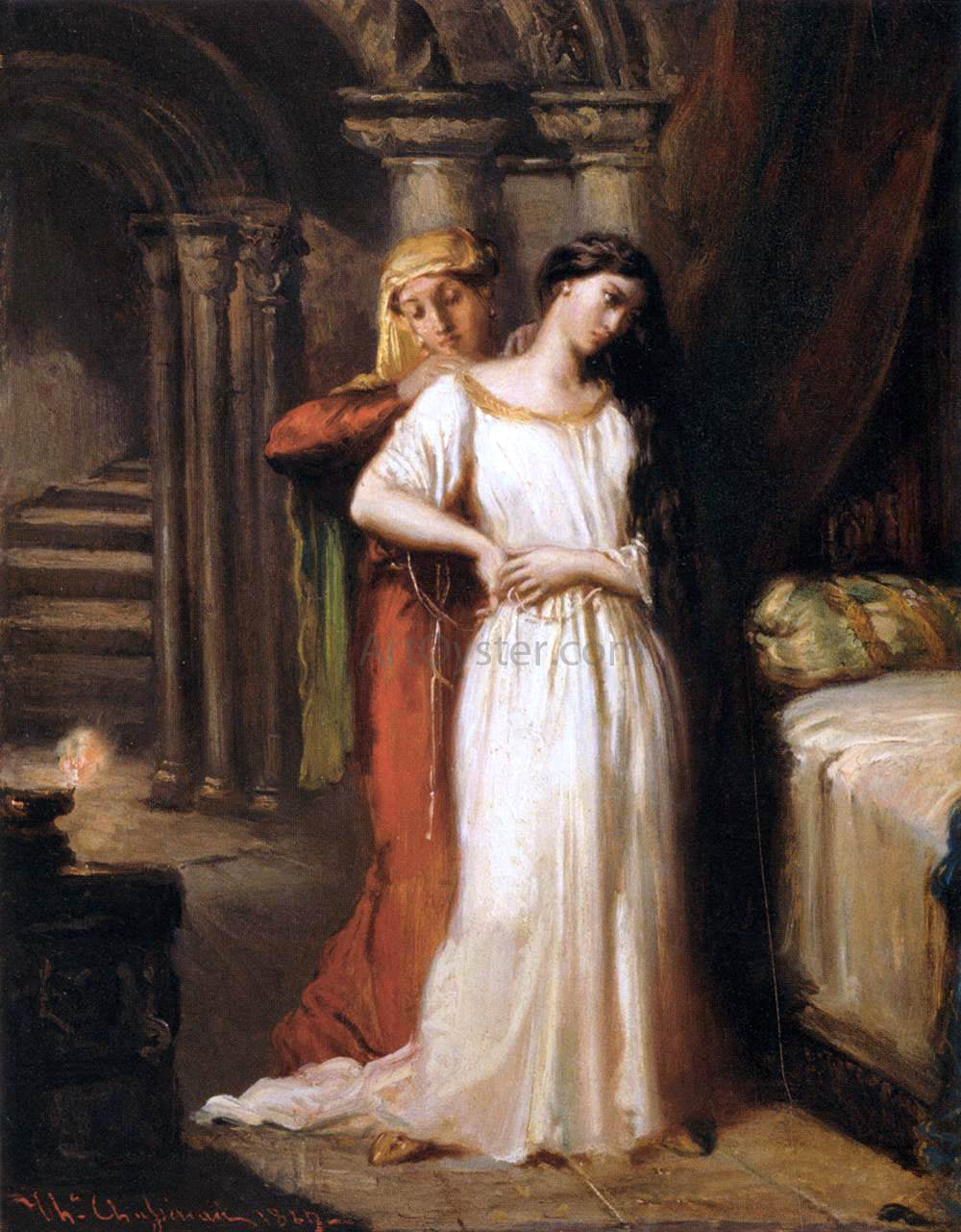 Theodore Chasseriau Desdemona Retiring to Her Bed - Canvas Print