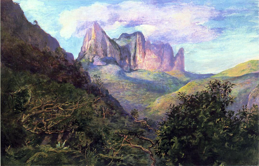 John La Farge Diadem Mountain at Sunset, Tahiti - Canvas Print