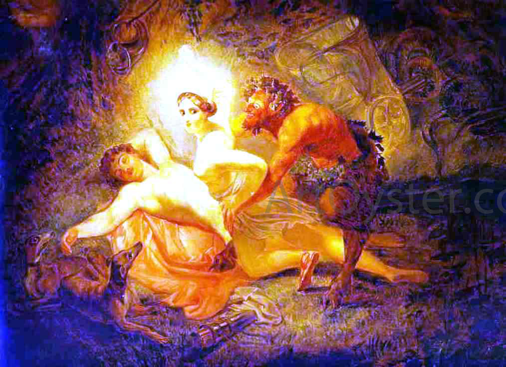 Karl Pavlovich Brulloff Diana, Endymion, and Satyr - Canvas Print