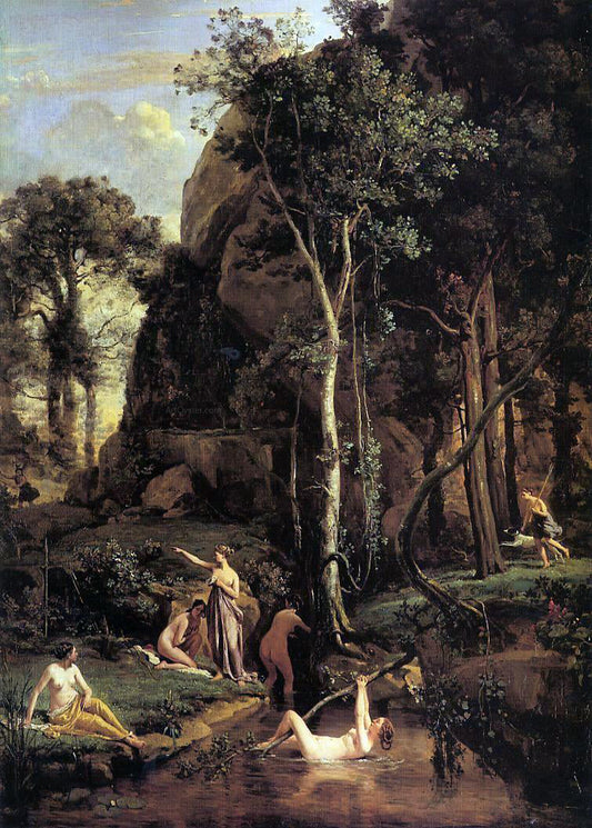 Jean-Baptiste-Camille Corot Diana Surprised at Her Bath - Canvas Print