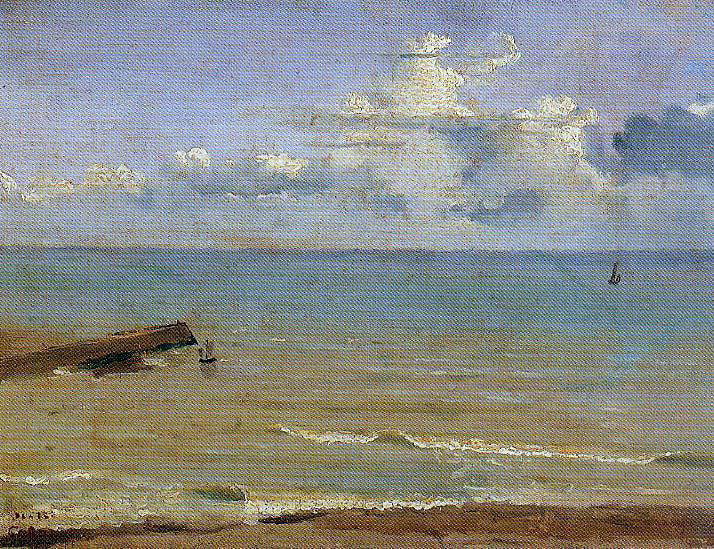 Jean-Baptiste-Camille Corot Dieppe - End of a Pier and the Sea - Canvas Print