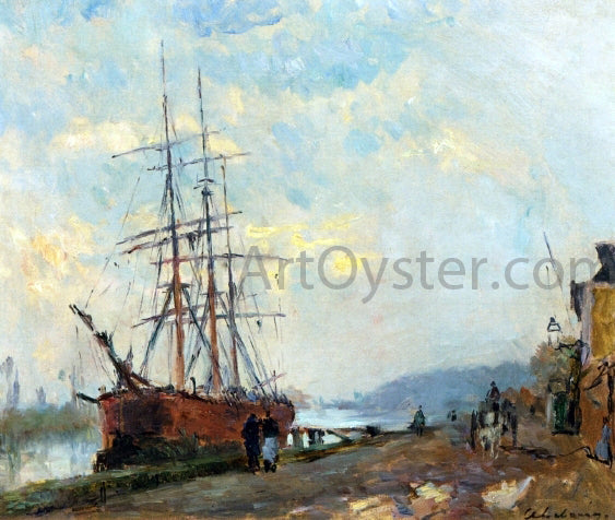 Albert Lebourg Dieppedalle, Three Master at Quay - Canvas Print