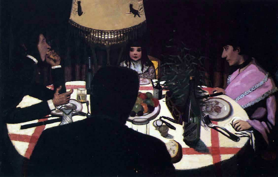 Felix Vallotton Dinner by Lamplight - Canvas Print