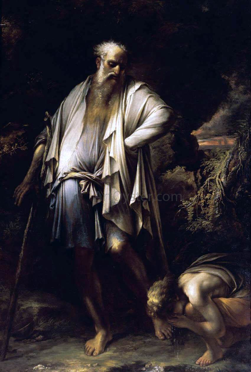 Salvator Rosa Diogenes Casting Away His Cup - Canvas Print