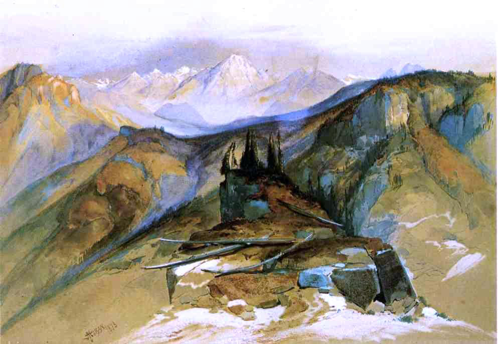 Thomas Moran Distant Peaks - Canvas Print