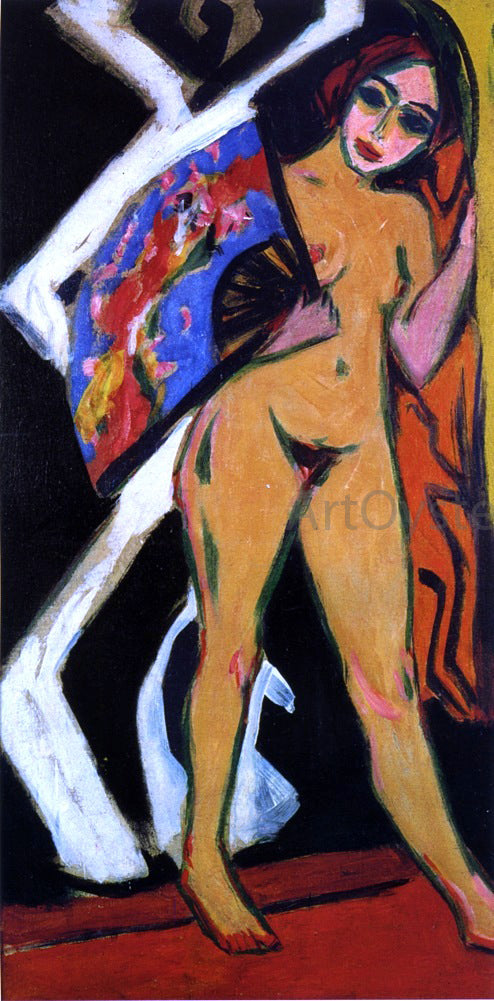 Ernst Ludwig Kirchner Dodo with Large Fan - Canvas Print